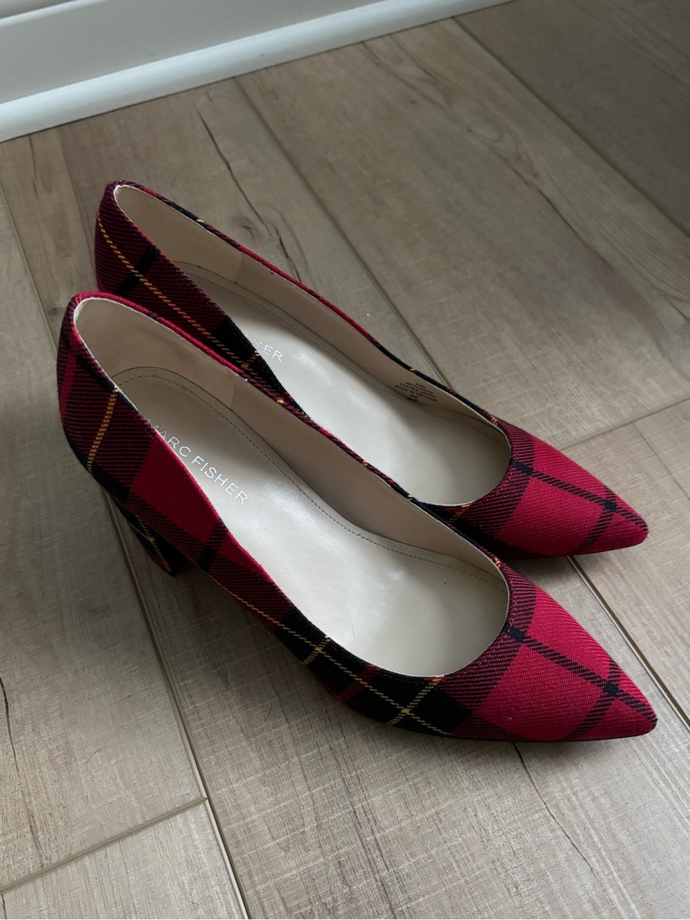 Marc Fisher Plaid Block Heels